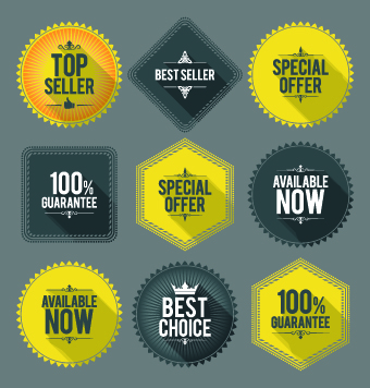 Vintage promo labels vectors set 01