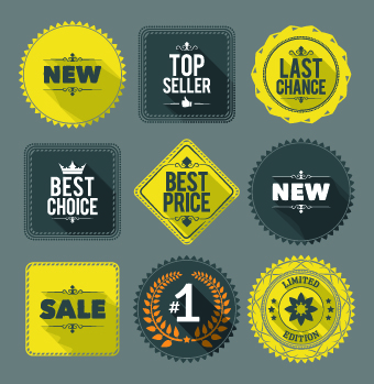 Vintage promo labels vectors set 02