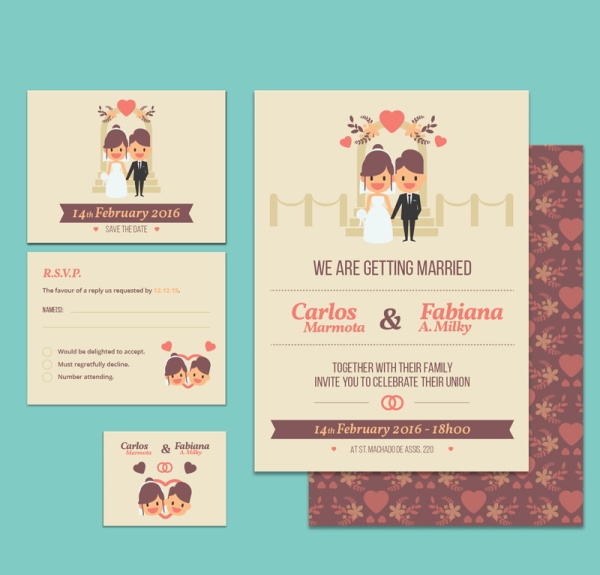 wedding pattern invitation heart card 