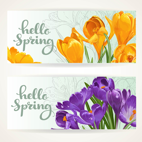 Yellow with purple flower banners vector 01 Yellow with purple flower banners vector 01