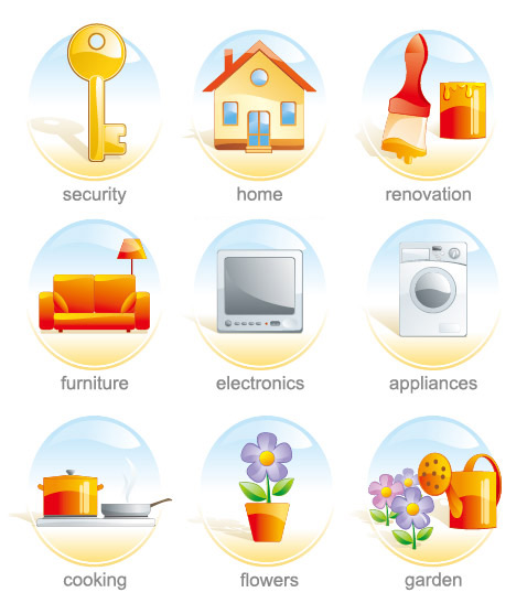 Elliptical crystal icons vector Elliptical crystal icons vector
