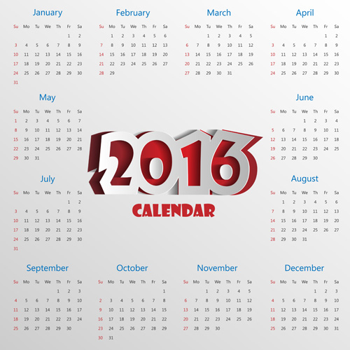 2016 calender with paper cut vector material 2016 calender with paper cut vector material