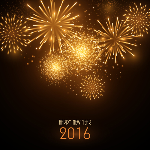 2016 new year with golden fireworks vector 2016 new year with golden fireworks vector