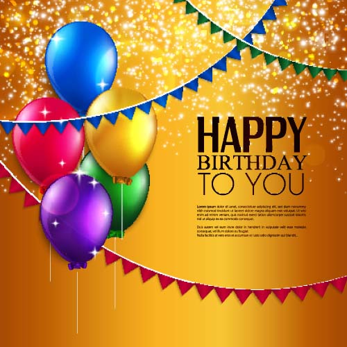 Balloons with triangle flag birthday card vector 03 Balloons with triangle flag birthday card vector 03