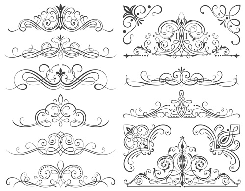 Calligraphic frames and scroll elements vector Calligraphic frames and scroll elements vector