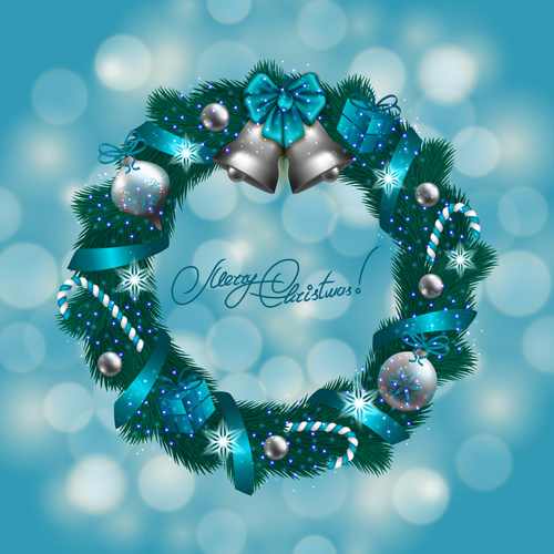 Christamas wreath with halation background vector 01 Christamas wreath with halation background vector 01