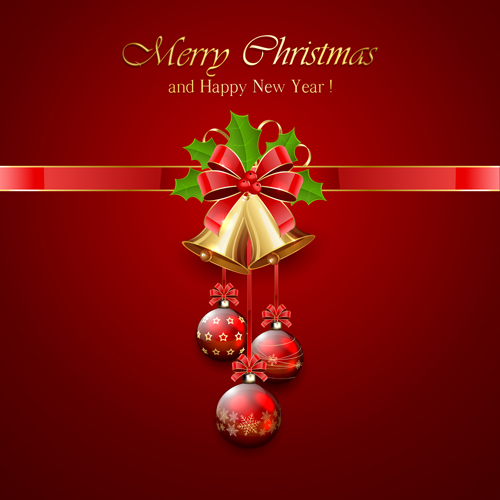 Christmas holly berry with bells vector background 03 Christmas holly berry with bells vector background 03