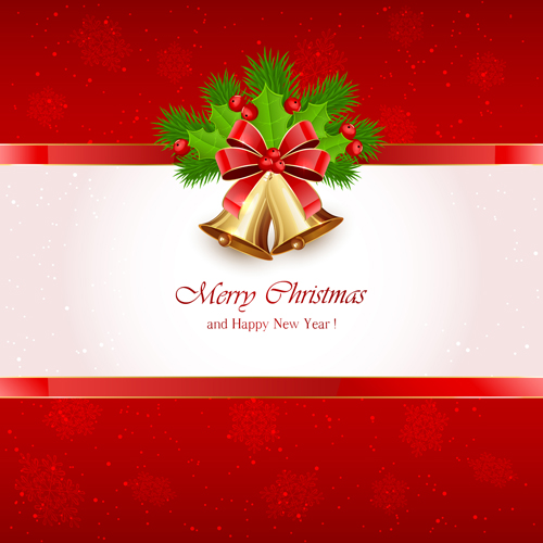Christmas holly berry with bells vector background 09 Christmas holly berry with bells vector background 09
