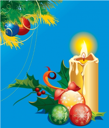 Christmas candle with baubles vector Christmas candle with baubles vector