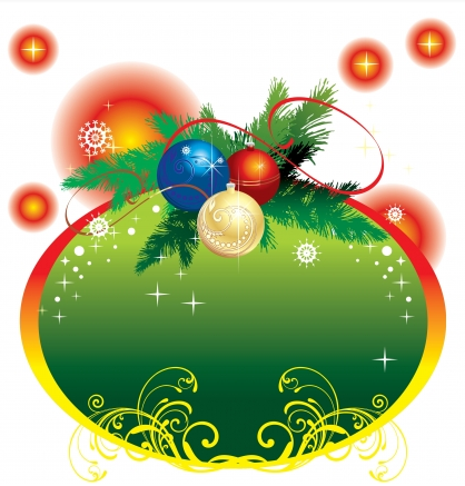 Christmas frame with ornaments vector graphics