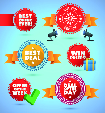 Creative Promo labels design vector 01