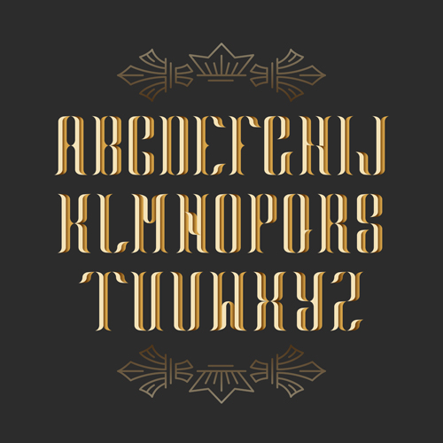 Dark golden alphabet design vectors Dark golden alphabet design vectors
