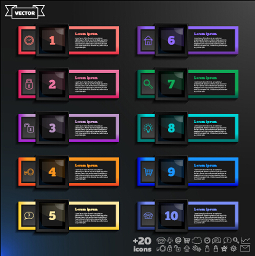 Dark infographic with diagram business template vector 01