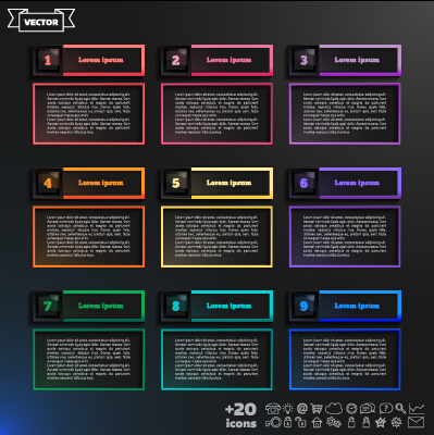 Dark infographic with diagram business template vector 02 Dark infographic with diagram business template vector 02