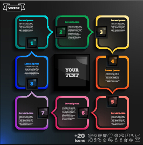 Dark infographic with diagram business template vector 03 Dark infographic with diagram business template vector 03