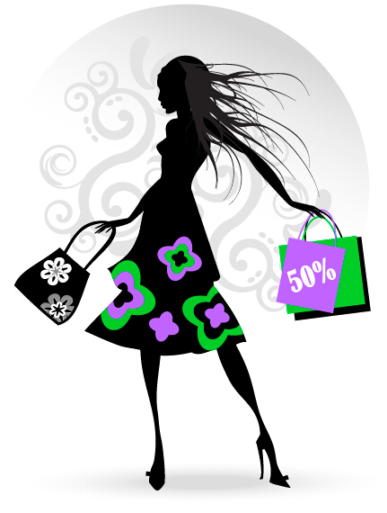Fashion girl with shopping vectors 03 Fashion girl with shopping vectors 03