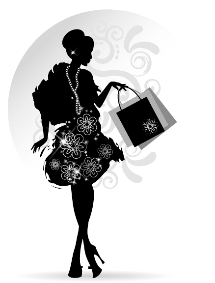 Fashion girl with shopping vectors 06 Fashion girl with shopping vectors 06