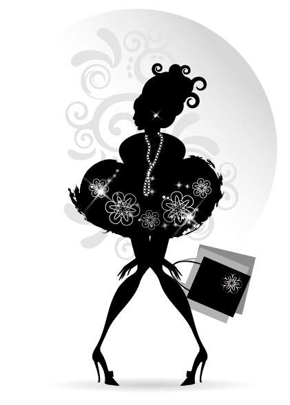 Fashion girl with shopping vectors 08 Fashion girl with shopping vectors 08