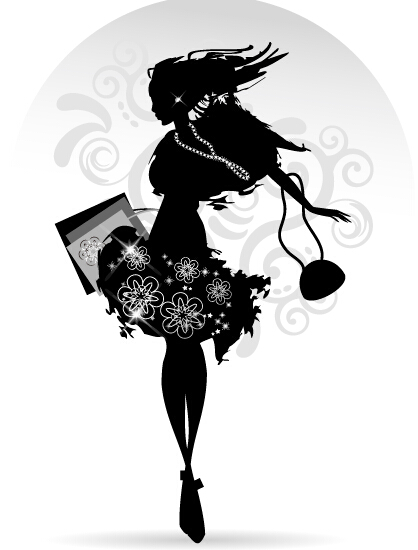 Fashion girl with shopping vectors 09