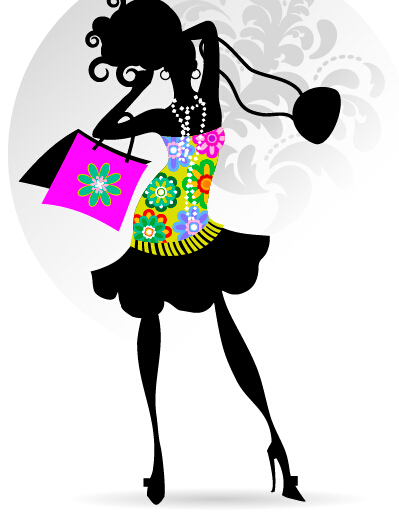 Fashion girl with shopping vectors 11 Fashion girl with shopping vectors 11