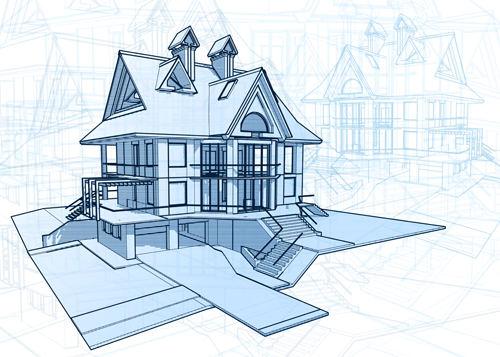House architecture blueprint vector set 03 House architecture blueprint vector set 03