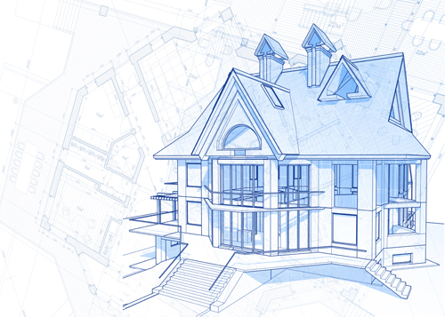 House architecture blueprint vector set 04 House architecture blueprint vector set 04