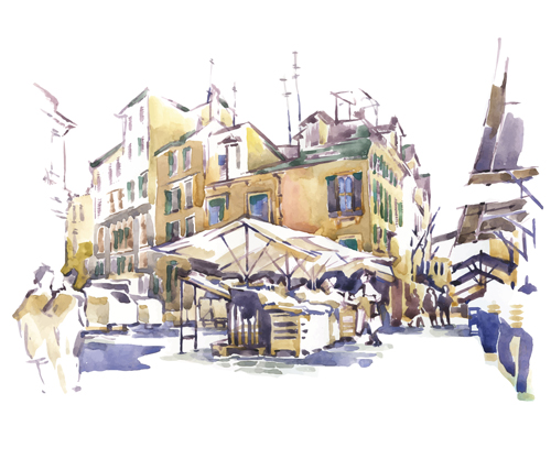 Old street hand drawing sketch vector 01 Old street hand drawing sketch vector 01