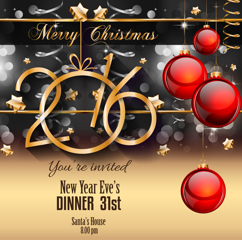 Red christmas ball with 2016 new year vector 01 Red christmas ball with 2016 new year vector 01
