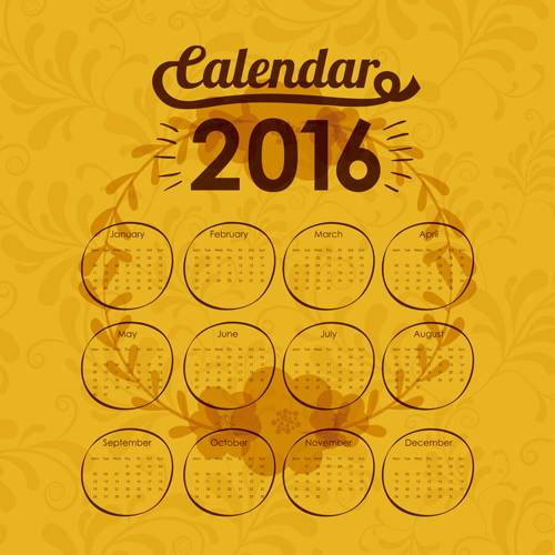Simple wall calendar 2016 design vectors set 16 Simple wall calendar 2016 design vectors set 16