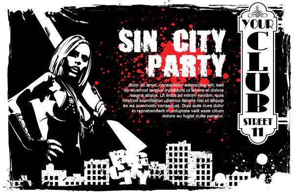 Sin city party club flyer temolate vector 05 Sin city party club flyer temolate vector 05