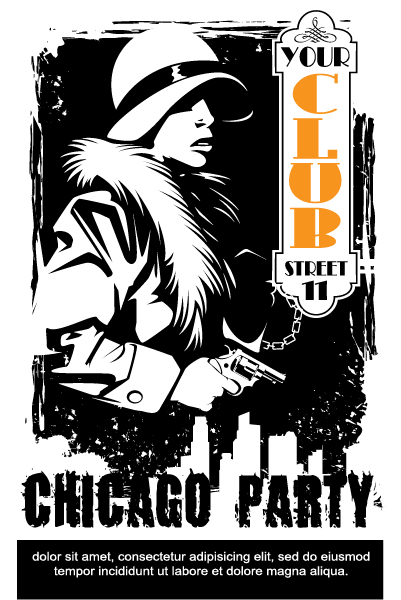 Sin city party club flyer temolate vector 06
