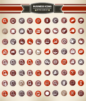 Vintage business icons vector set