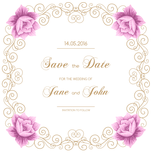 Vintage flower with wedding invitation vector 13 Vintage flower with wedding invitation vector 13
