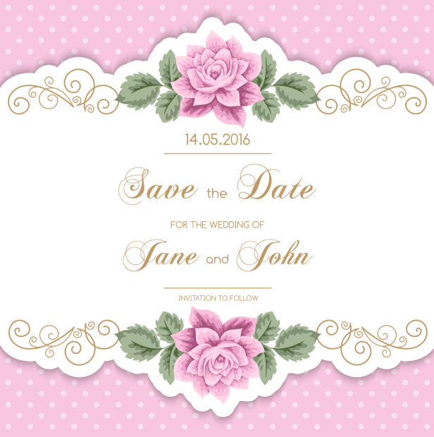 Vintage flower with wedding invitation vector 14 Vintage flower with wedding invitation vector 14