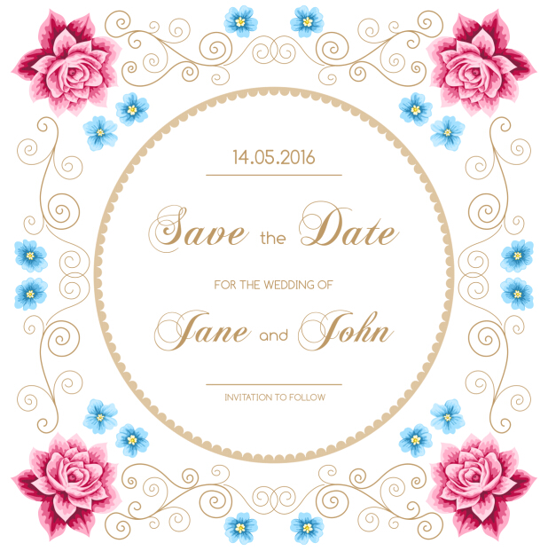 Vintage flower with wedding invitation vector 15 Vintage flower with wedding invitation vector 15
