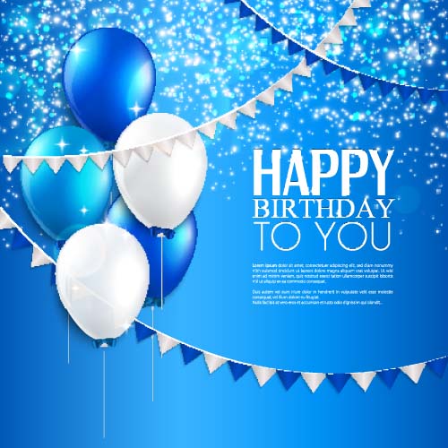 Balloons with triangle flag birthday card vector 01 Balloons with triangle flag birthday card vector 01