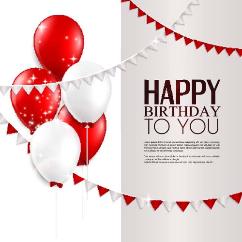 Balloons with triangle flag birthday card vector 02 Balloons with triangle flag birthday card vector 02