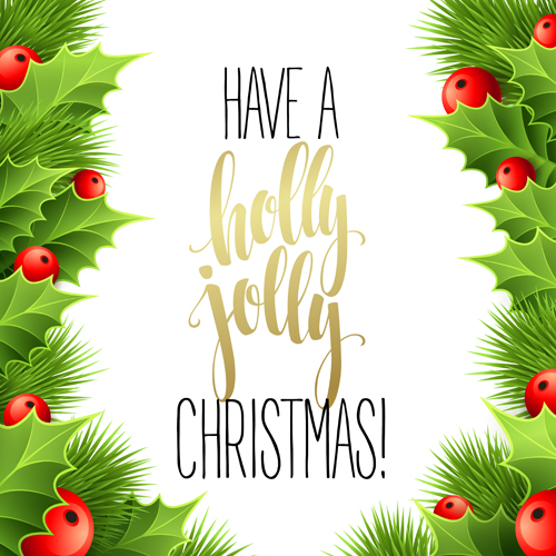 Christmas cards with holly berry vector material 01 Christmas cards with holly berry vector material 01