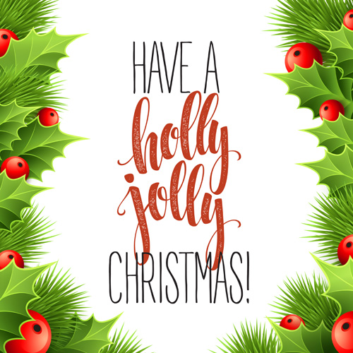 Christmas cards with holly berry vector material 08 Christmas cards with holly berry vector material 08
