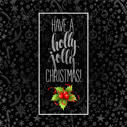 Christmas cards with holly berry vector material 10 Christmas cards with holly berry vector material 10
