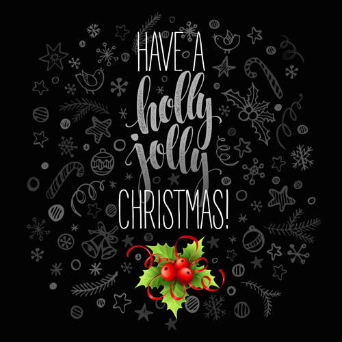 Christmas cards with holly berry vector material 11 Christmas cards with holly berry vector material 11