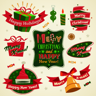 2014 Christmas cute ornaments elements vector 01 2014 Christmas cute ornaments elements vector 01