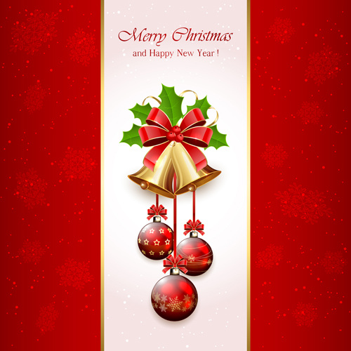 Christmas holly berry with bells vector background 01 Christmas holly berry with bells vector background 01