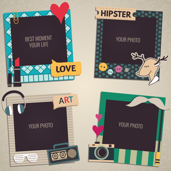 Cute photo frame vector set 03 Cute photo frame vector set 03