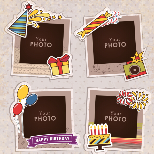 Cute photo frame vector set 04 Cute photo frame vector set 04