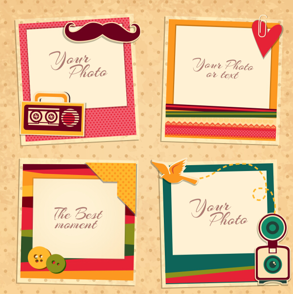 Cute photo frame vector set 05 Cute photo frame vector set 05