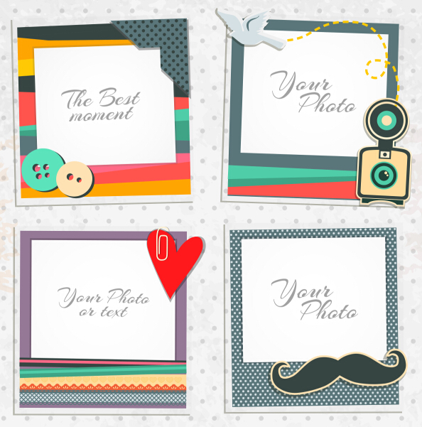 Cute photo frame vector set 06 Cute photo frame vector set 06