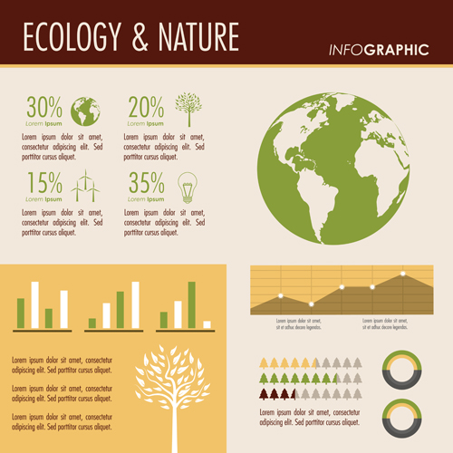 Ecology with nature Infographic vectors Ecology with nature Infographic vectors