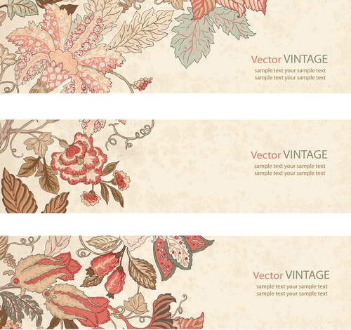 Flower banner vector vintage