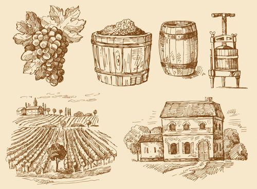 Grapes with farm vector material 01 Grapes with farm vector material 01